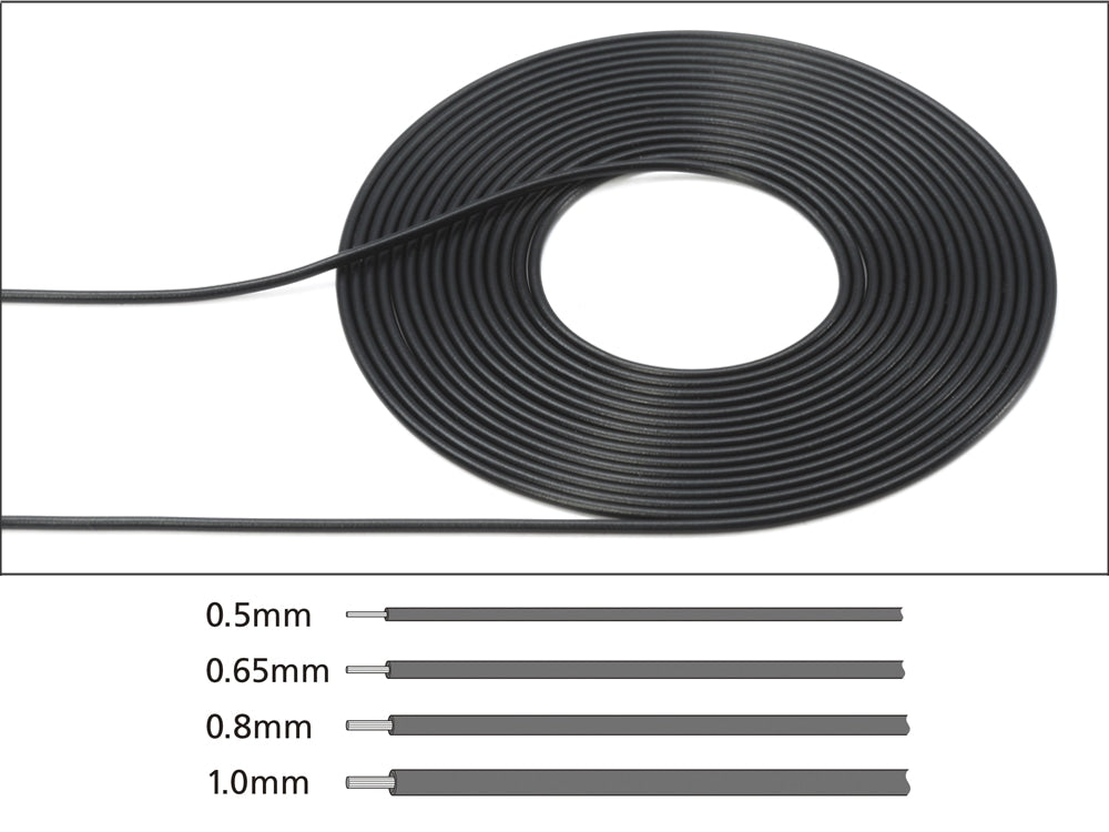 Tamiya 12677 Black Cable 0.8mm Diameter