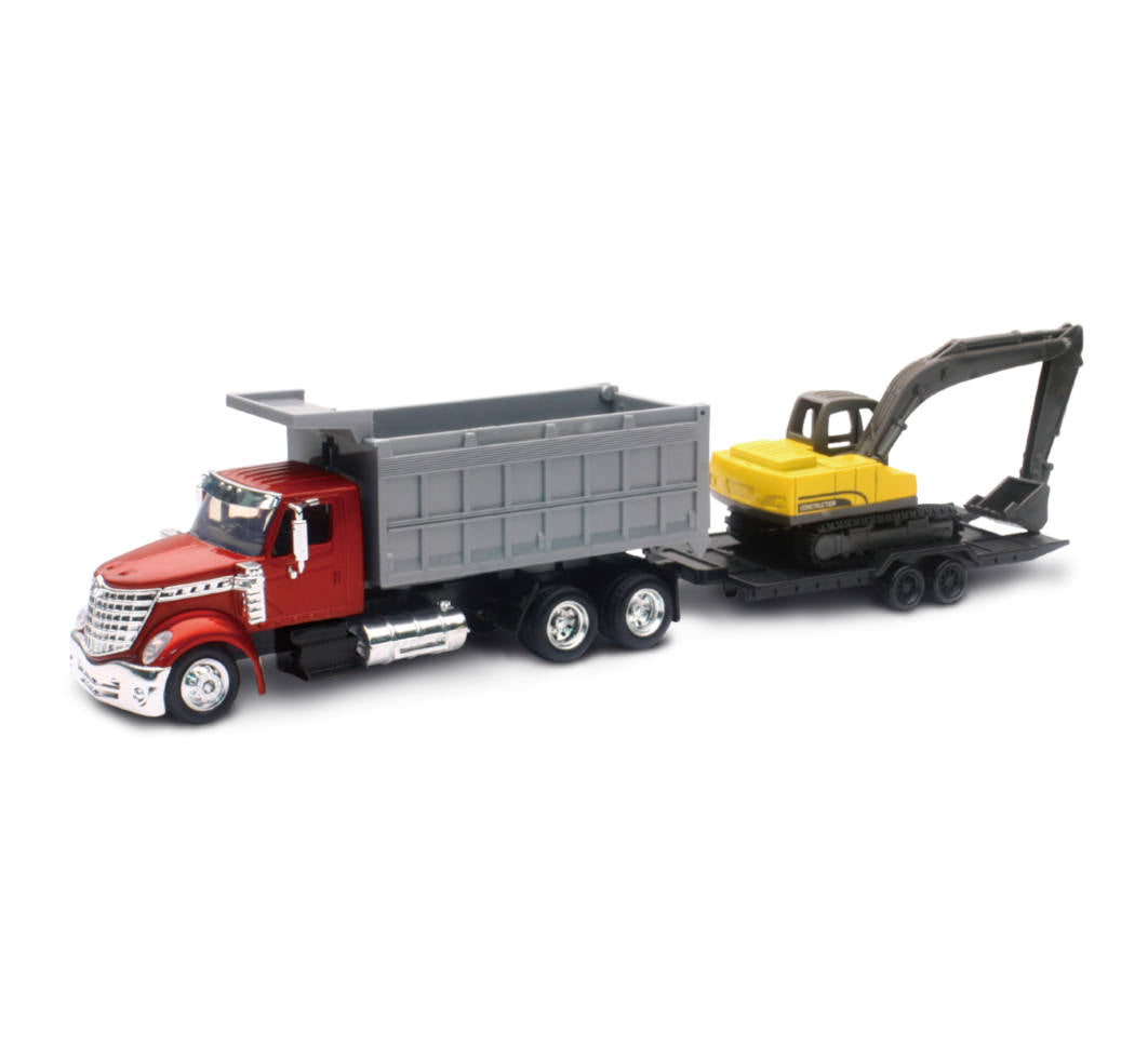 New Ray Toys 16623 International Lonestar Dump Truck w/Excavator 1/43 Scale Die-Cast Model