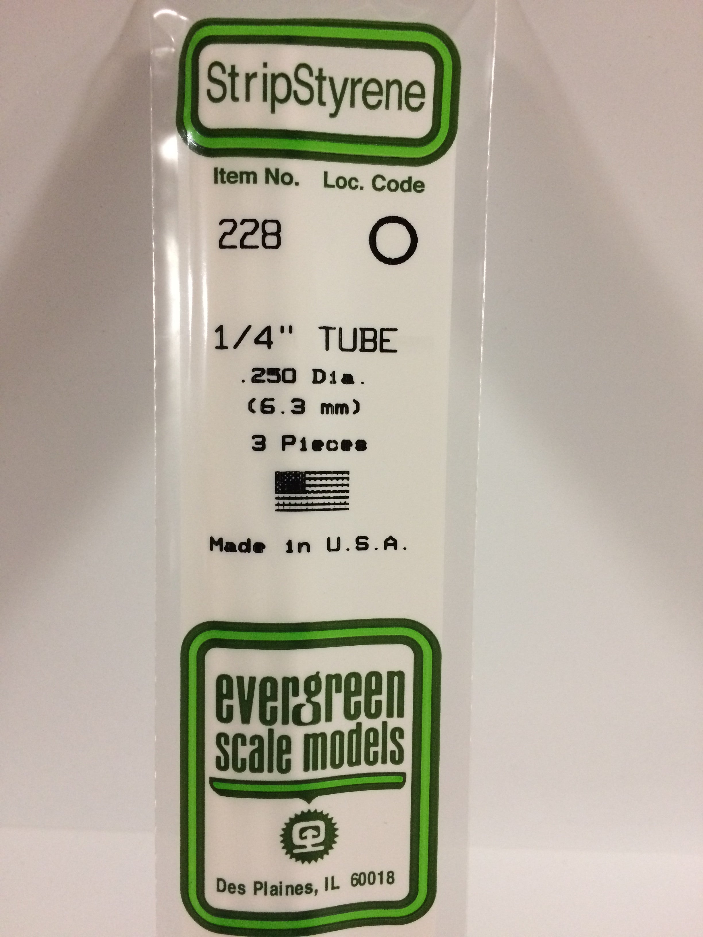 Evergreen Scale Models 228 Round Tubing 1/4 (3 Pieces) (3 Piece)