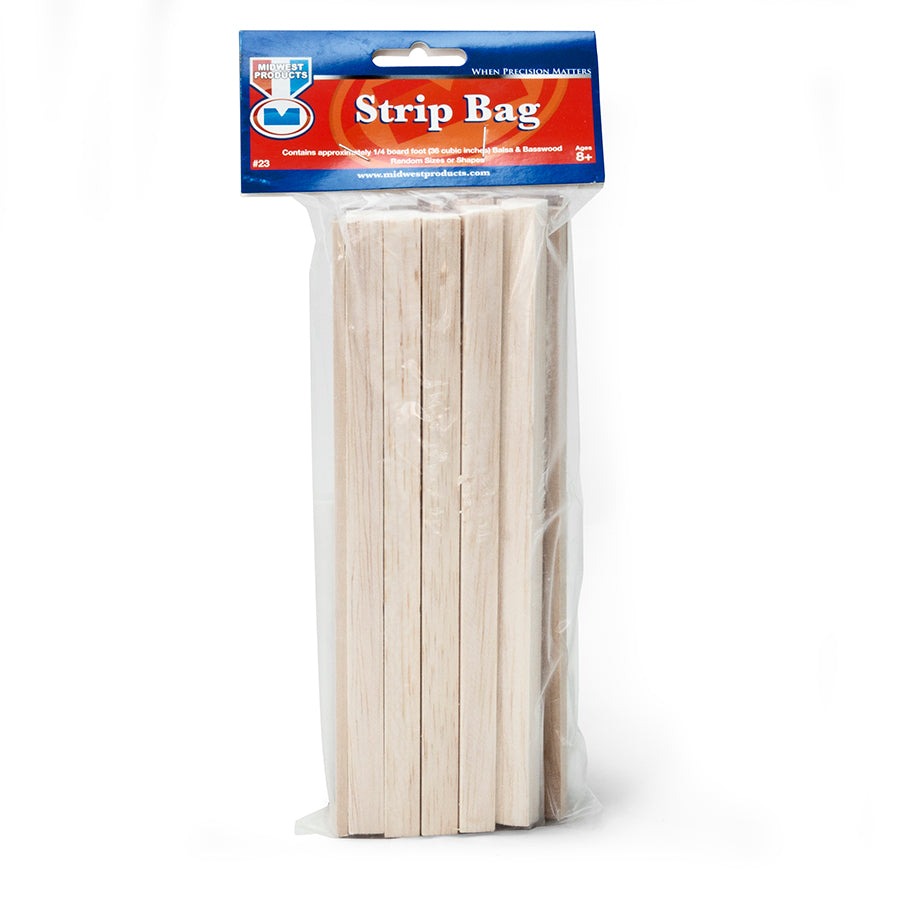 Midwest Products 23 Balsa & Basswood Strips Economy Bag
