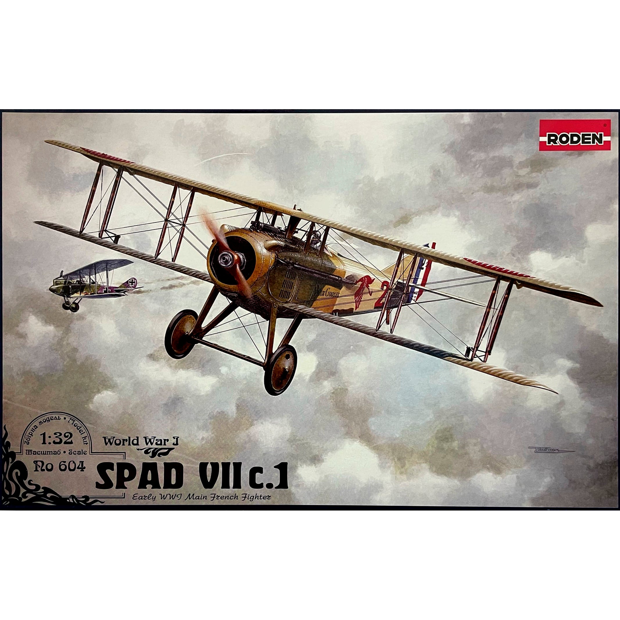 Roden 604 Spad VII c.I Early WWI BiPlane 1/32 Scale Model Kit