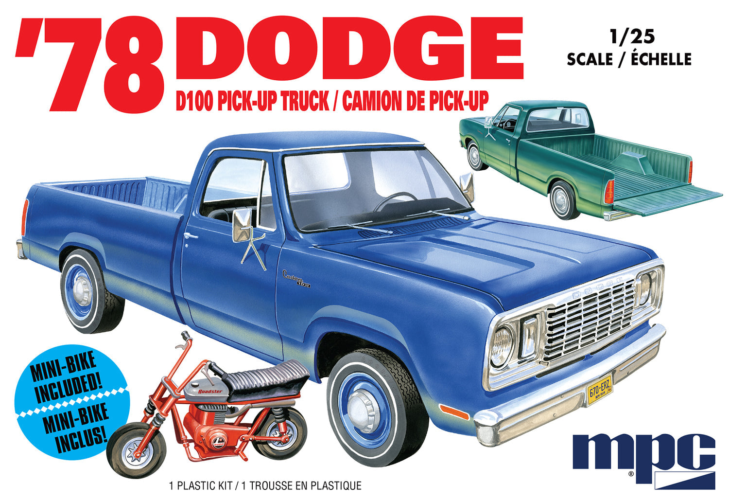 MPC 901 1978 Dodge D100 Custom Pickup 1/25 Scale Model Kit