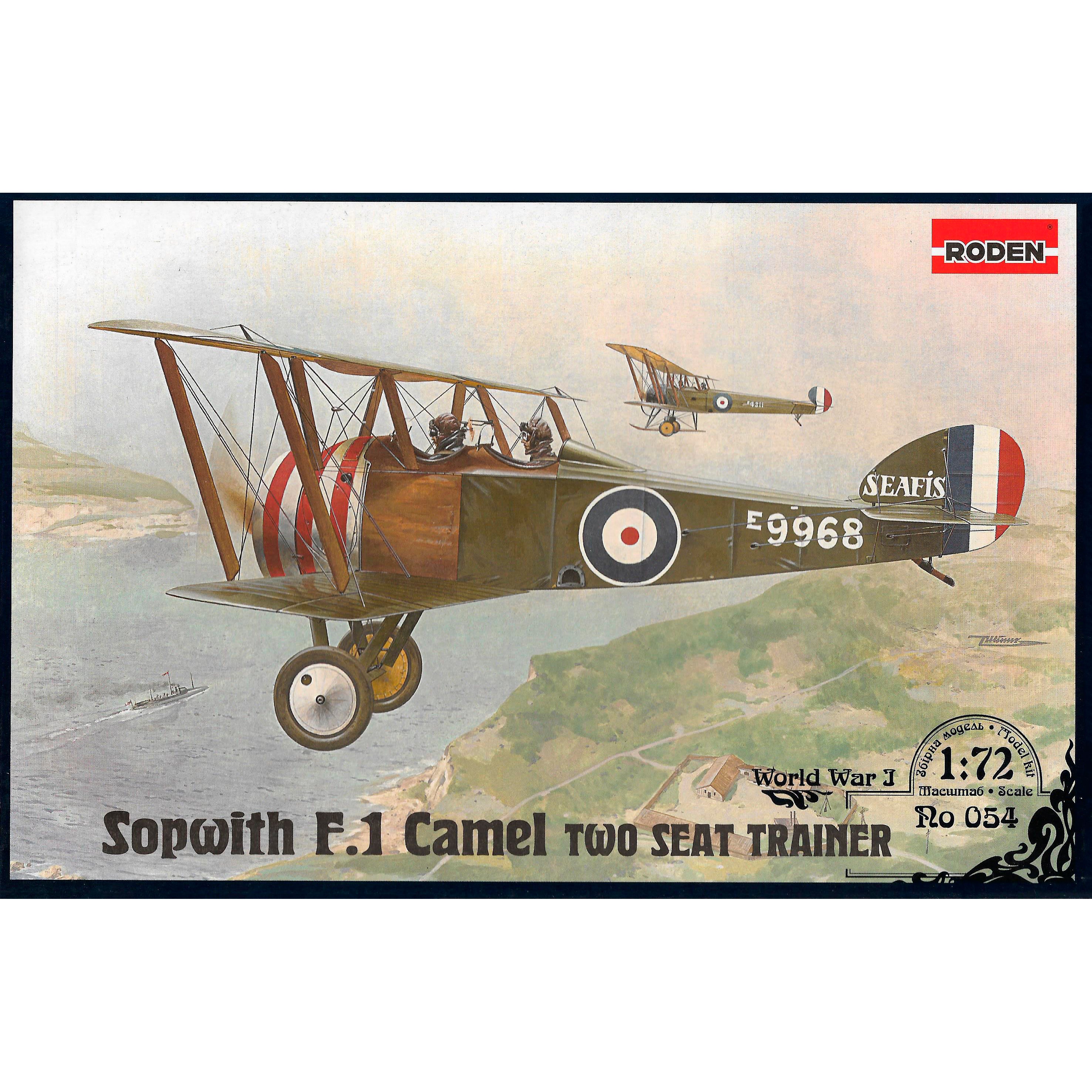 Roden 54 Sopwith F.1 Camel 2-Seater Trainer WWI BiPlane 1/72 Scale Model Kit