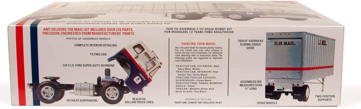 AMT 1326 Ford C-900 US Mail Truck w/ USPS Trailer 1/25 Scale Model Kit