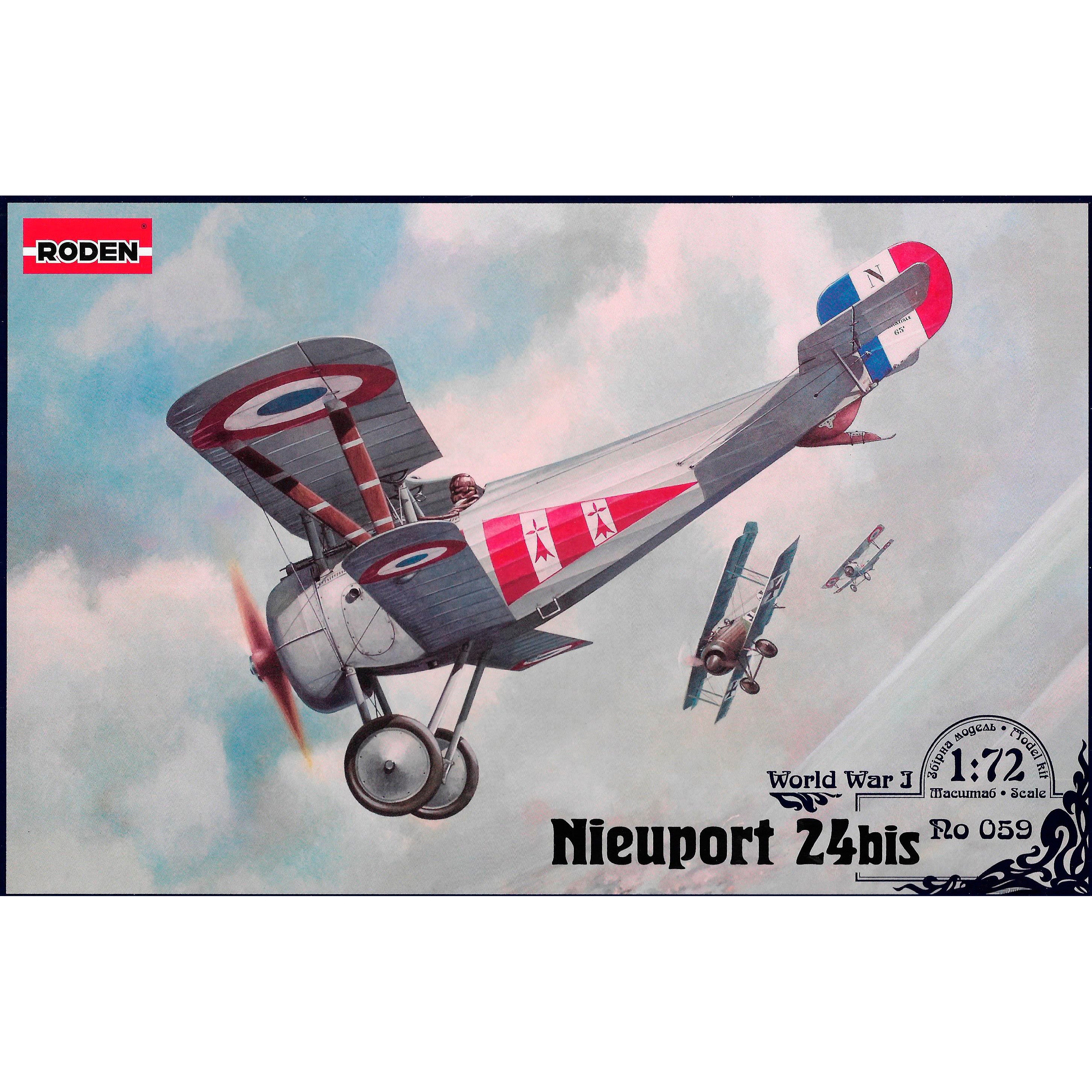 Roden 59 Nieuport 24 bis WWI BiPlane 1/72 Scale Model Kit