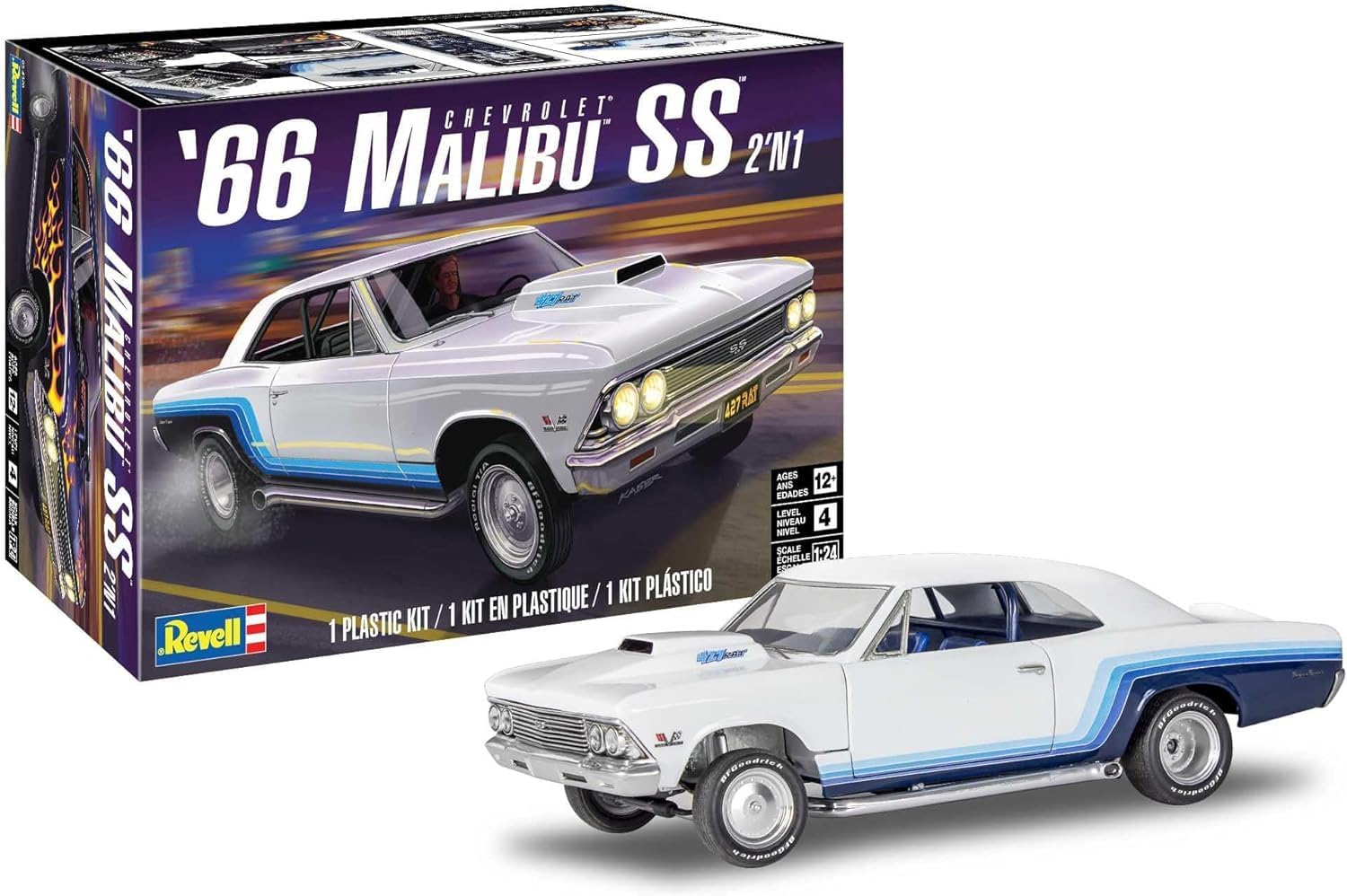 Revell 85-4520 1966 Chevrolet Malibu SS 2’N1 1/24 Scale Model Kit