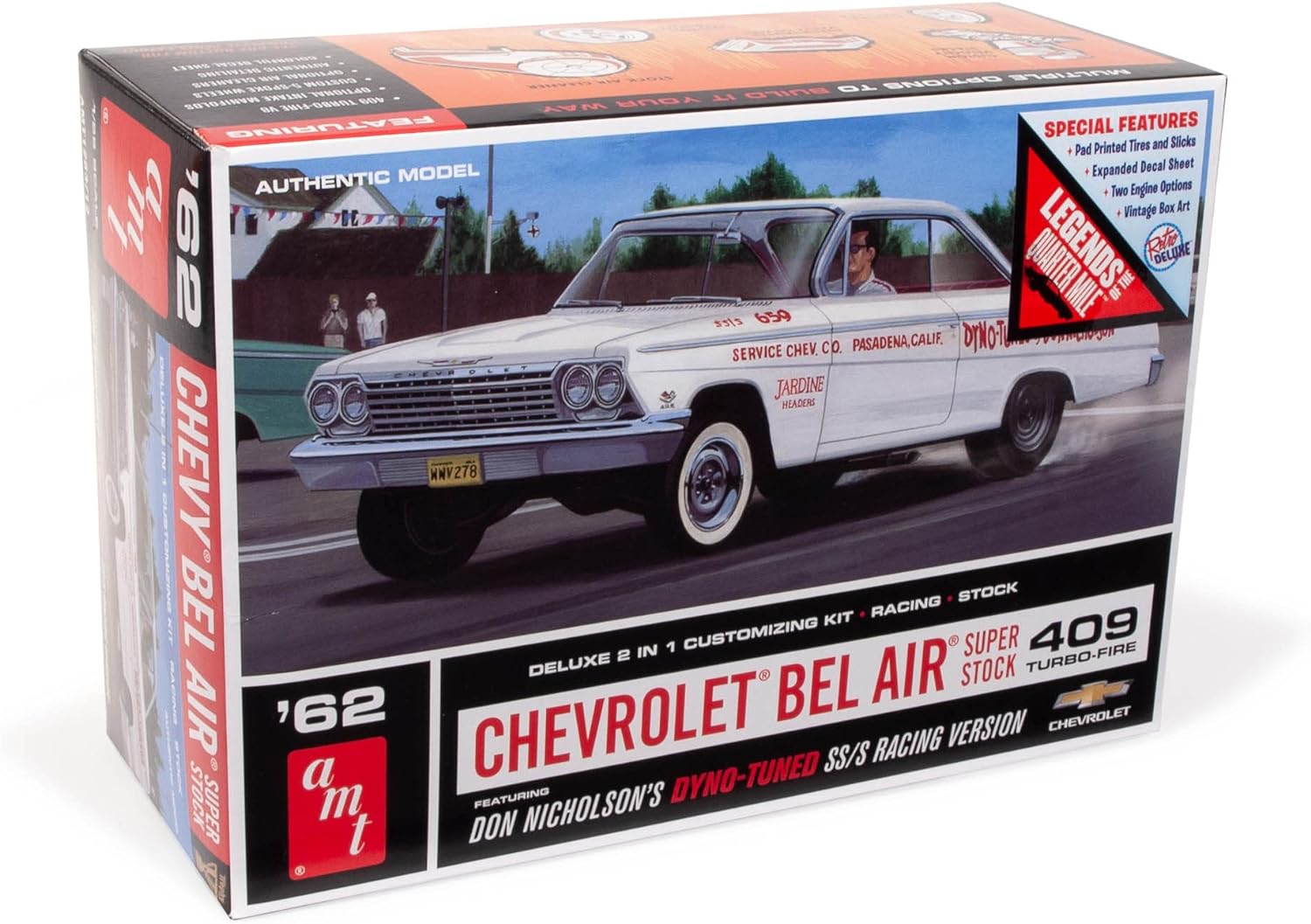 AMT 1283 1962 Chevy Bel Air Super Stock Don Nicholson 1/25 Scale Model Kit