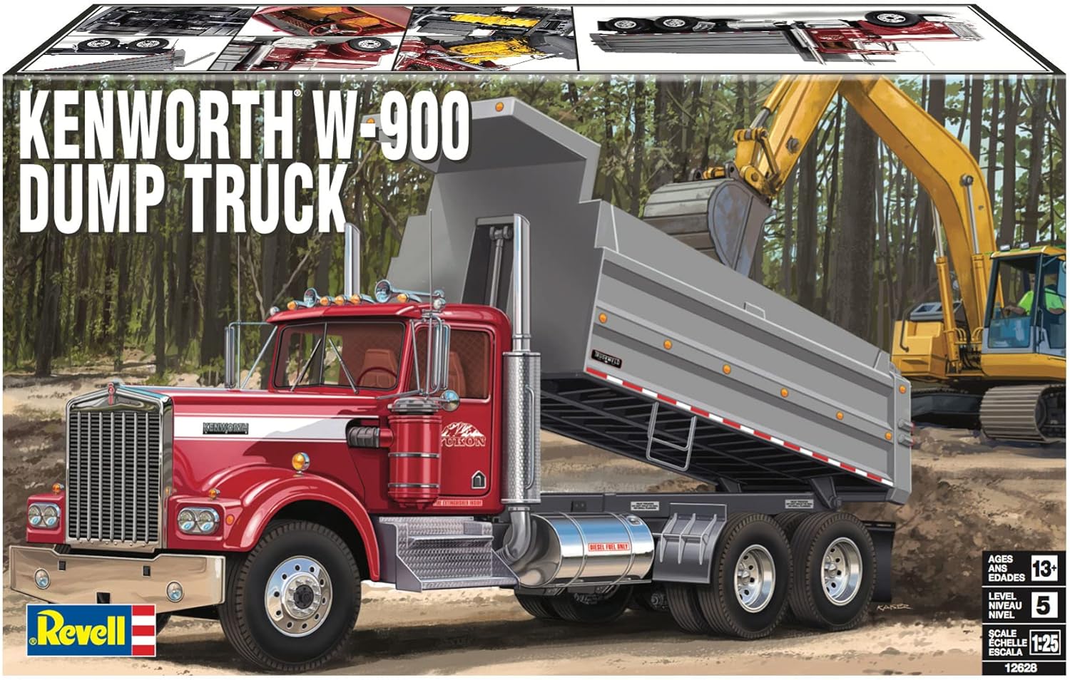 Revell 12628 Kenworth W-900 Dump Truck 1/25 Scale Model Kit