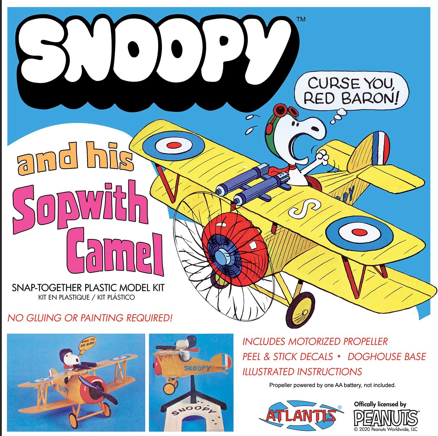 Atlantis 6779 Peanuts Snoopy and His Sopwith Camel Aircraft Snap Model Kit.