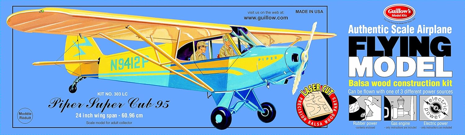 Guillow’s 303 LC Piper Super Cub 95 1/18 Scale Balsa Wood Model Kit