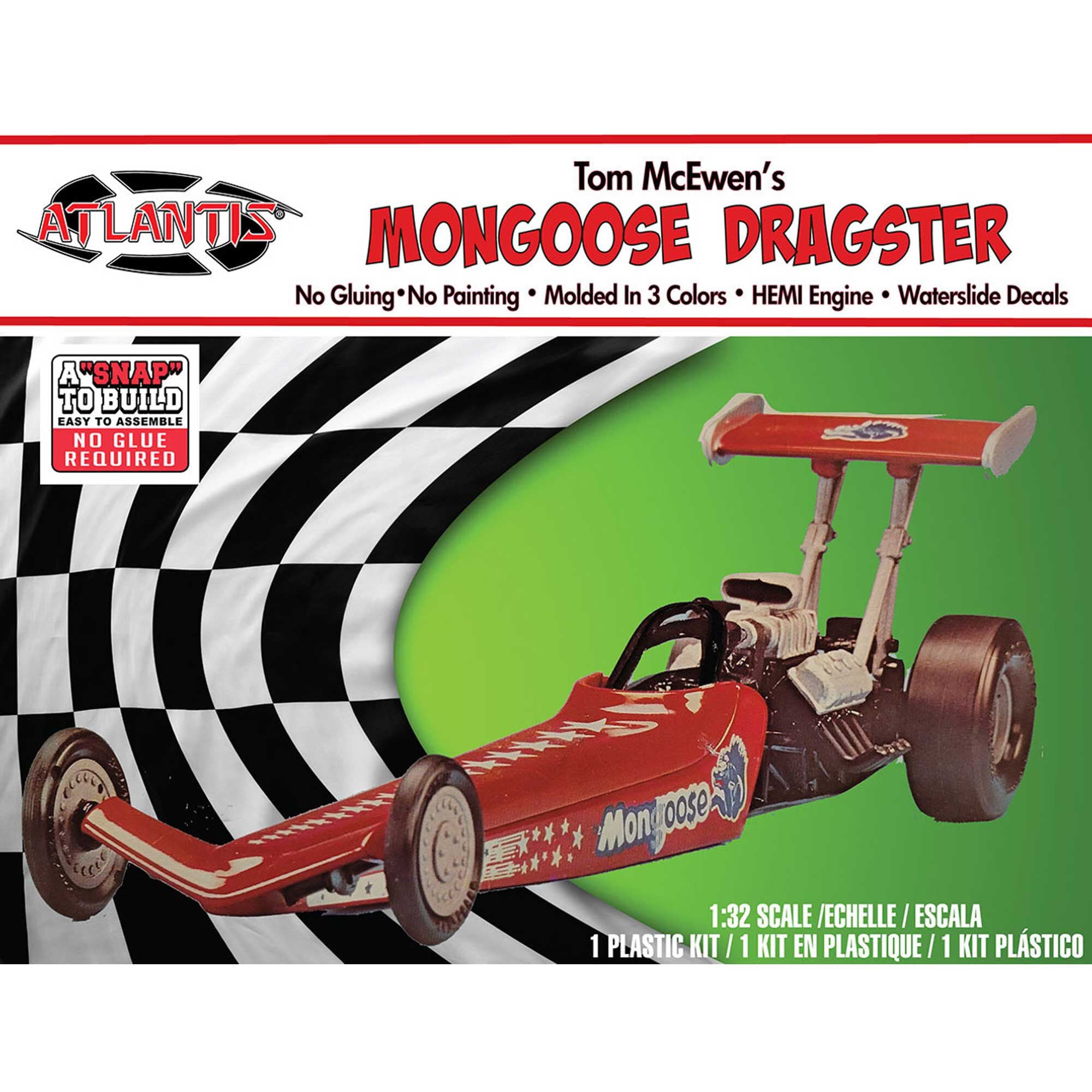 Atlantis Models 1120 Tom McEwen Rail Dragster Snap 1/32 Scale Plastic Model Kit