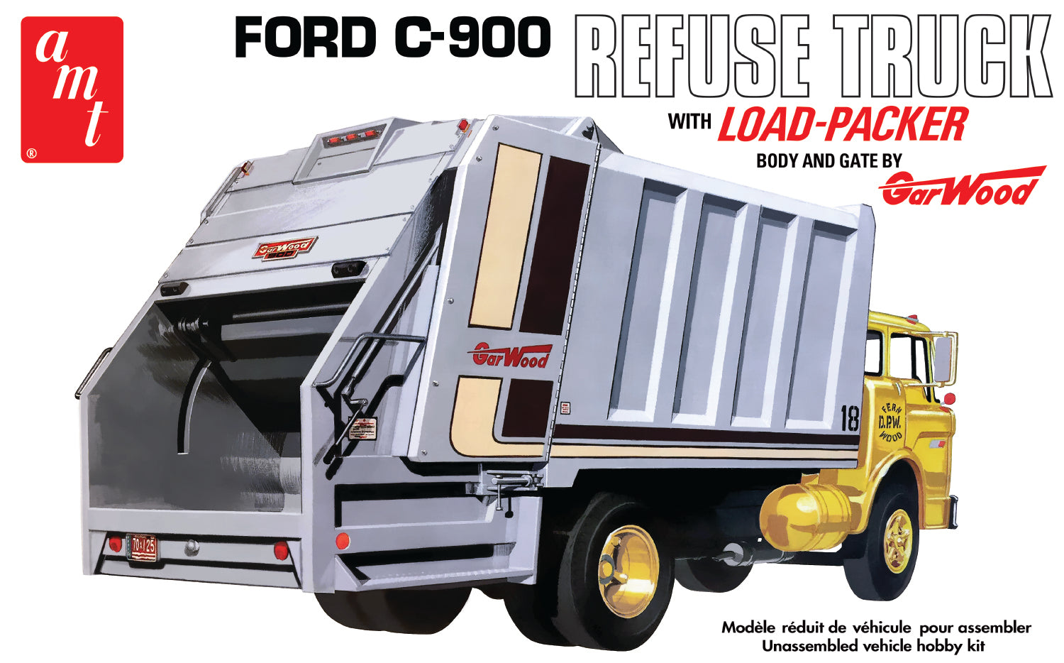 AMT 1247 Ford C-900 Gar Wood Load Packer Garbage Truck 1/25 Scale Model Kit