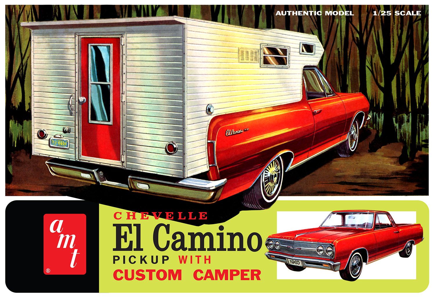 AMT 1364 1965 Chevy El Camino w/Camper 1/25 Scale Model Kit