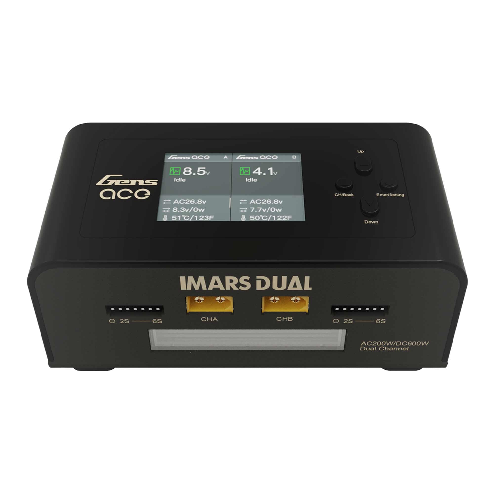 Gens Ace GEA200WDUAL-UB IMars Dual Channel 200W AC / 600W DC 15A Charger, Black