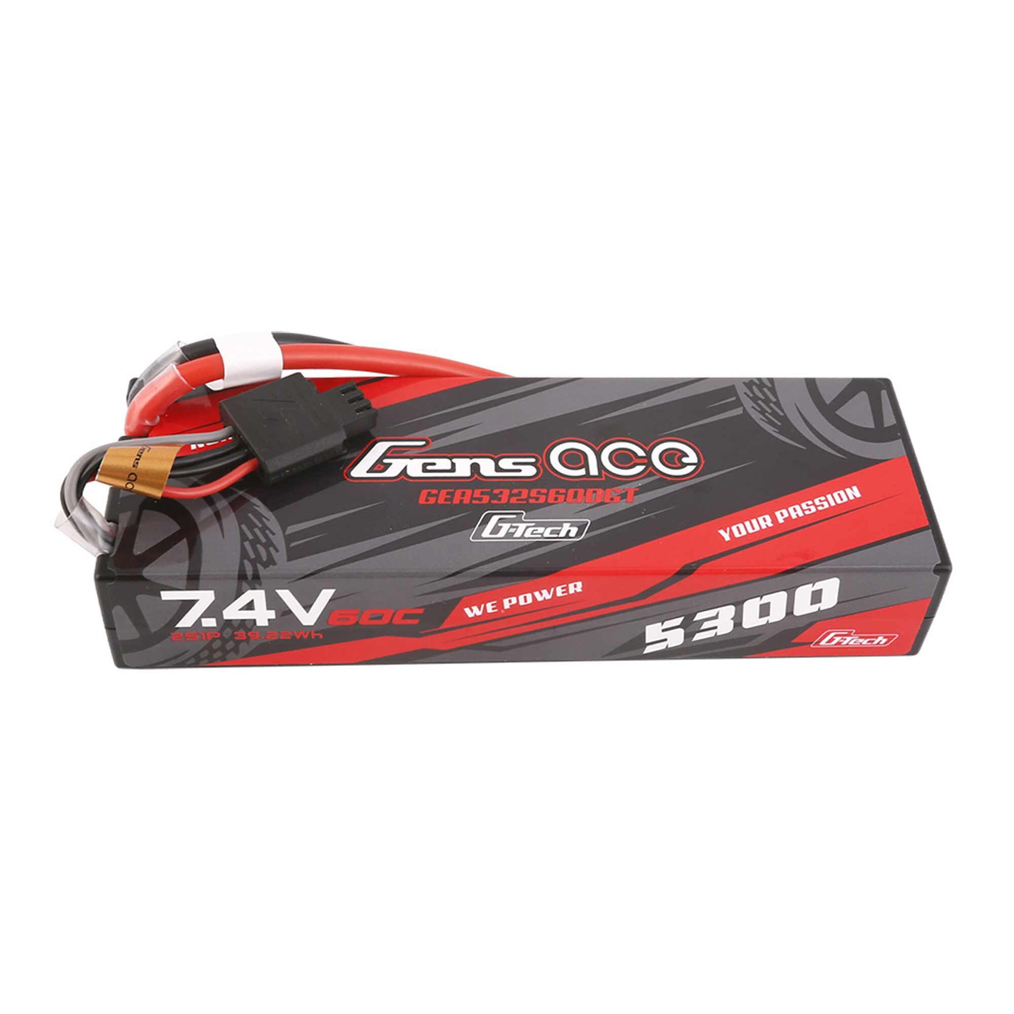 GEA532S60DGT: G-tech 5300mAh 7.4V 60C 2S1P HardCase Lipo, Deans