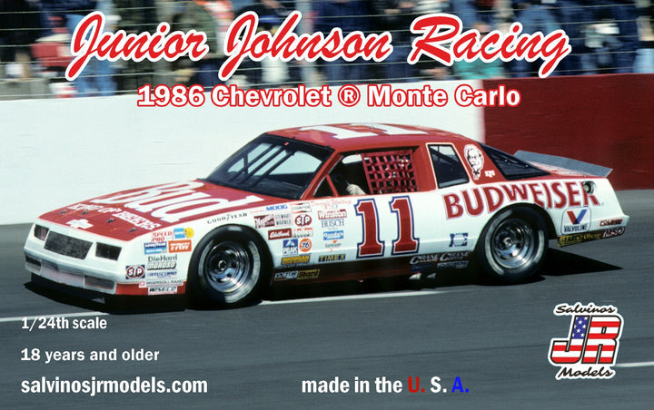 Salvinos JR Models JJMC1986B Junior Johnson Racing 1986 #11 Monte Carlo Driven By Darrell Waltrip 1/24 Scale Model Kit