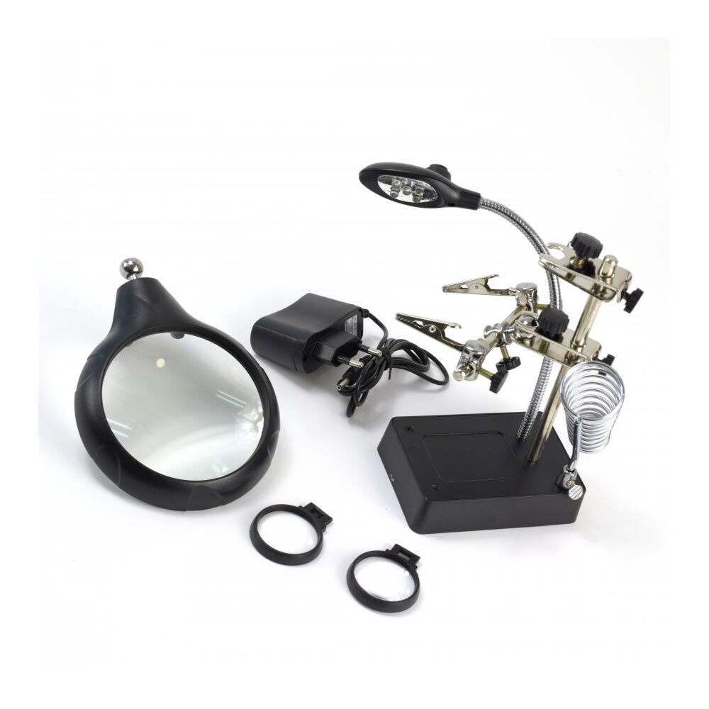 Artesania Latina 27022-3 Third Hand with 3 Magnifying Glasses and 5 LED Lights