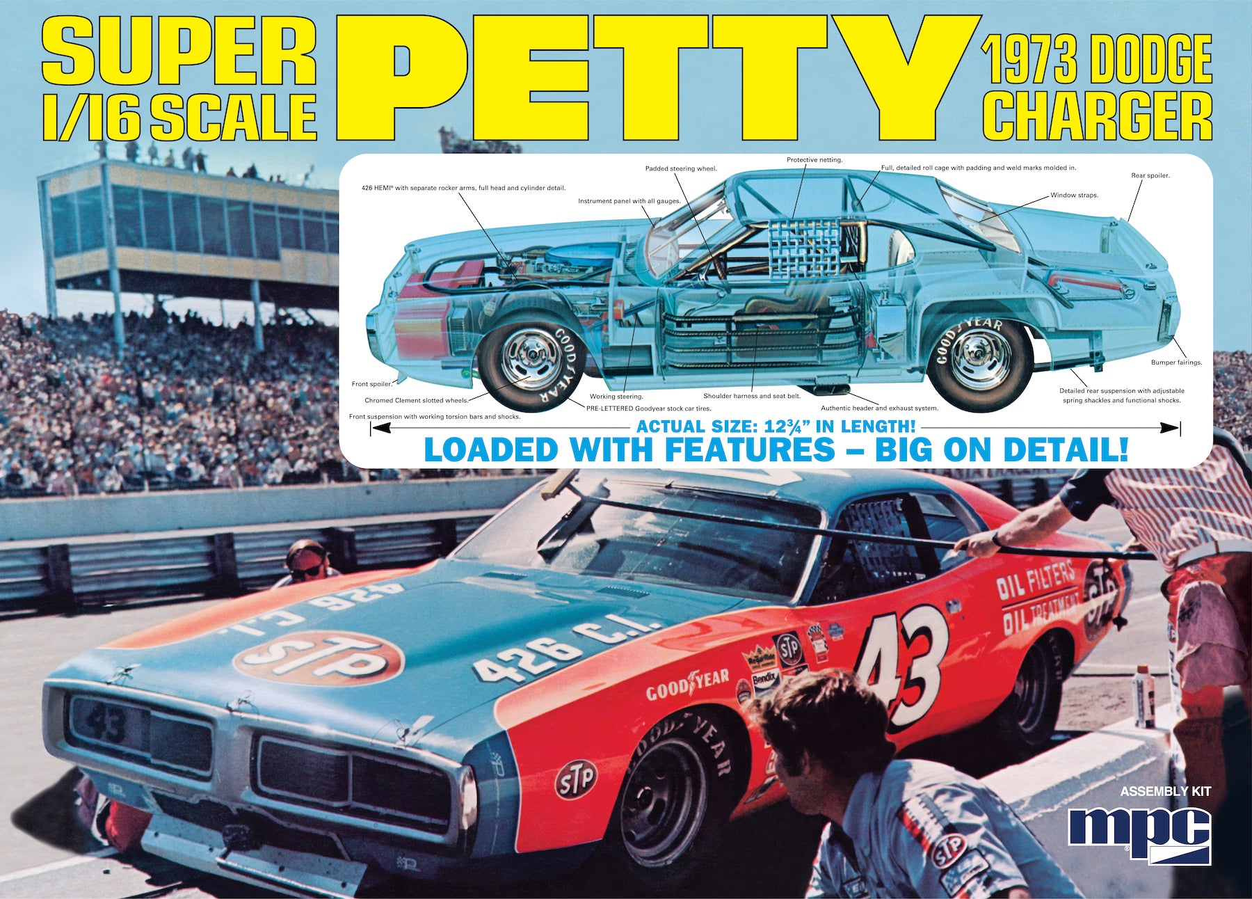 MPC 938 Richard Petty 1973 Dodge Charger 1/16 Scale Model Kit