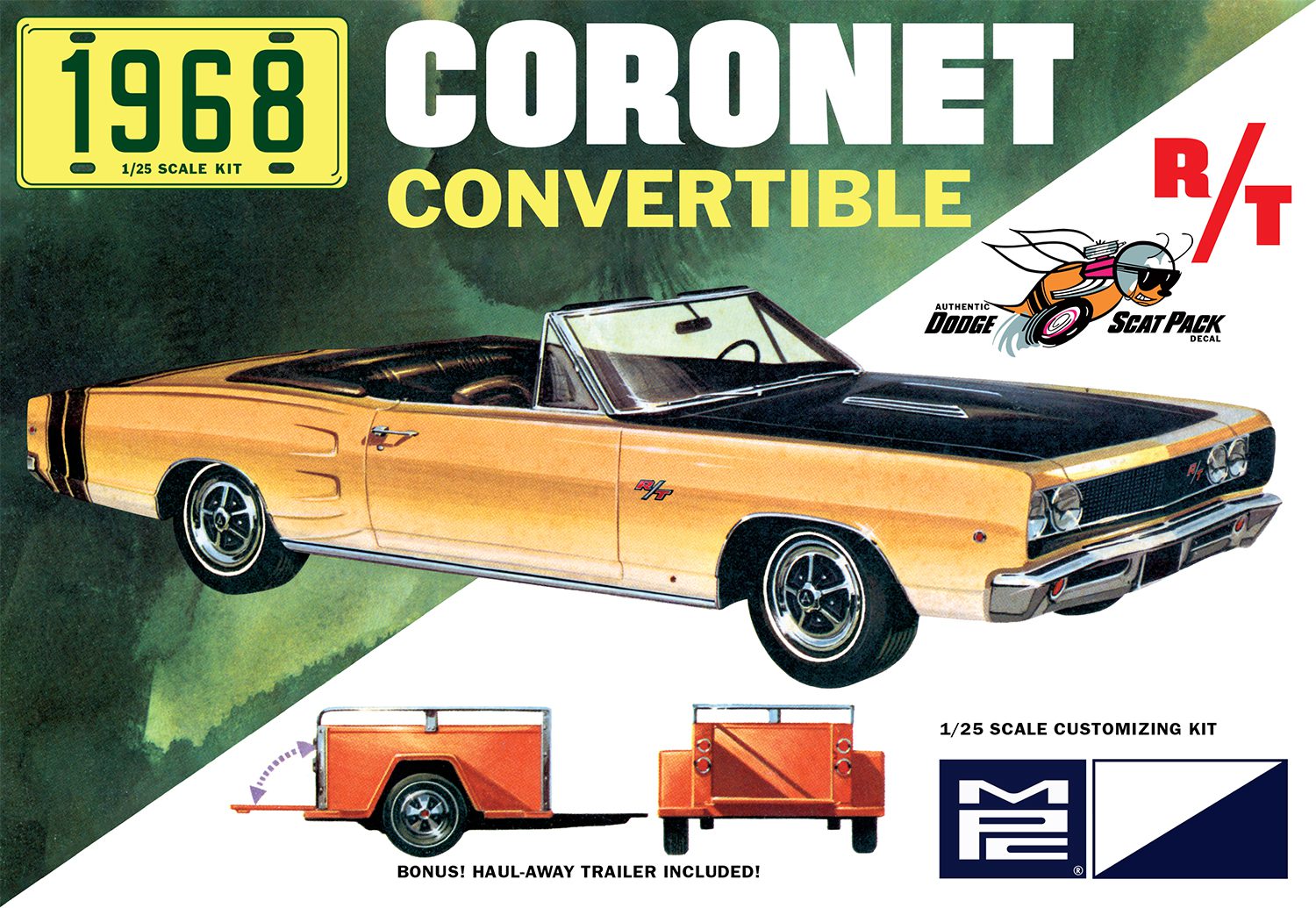 MPC 978 1968 Dodge Coronet Convertible w/Trailer 1/25 Scale Model Kit