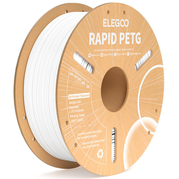 Elegoo White Rapid PETG 1.75mm Filament Spool 1KG