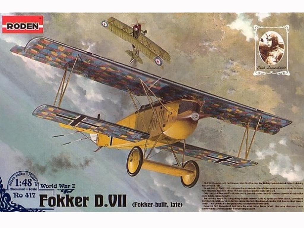 Roden 417 Fokker D.VII F Late WWI BiPlane 1/48 Scale Model Kit