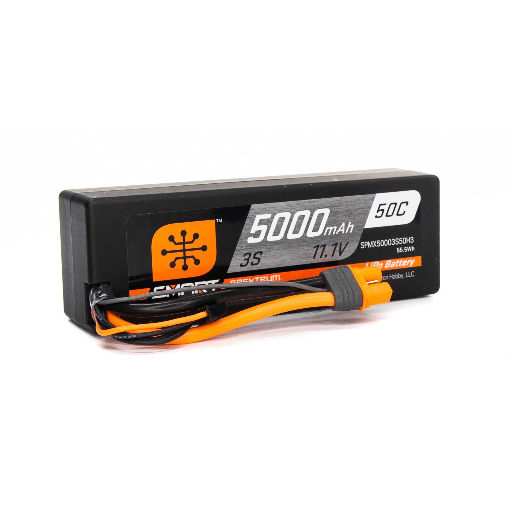 Spektrum SPMX50003S50H3 11.1V 5000mAh 3 Cell 50C Smart Hardcase LiPo Battery with IC3 Connector