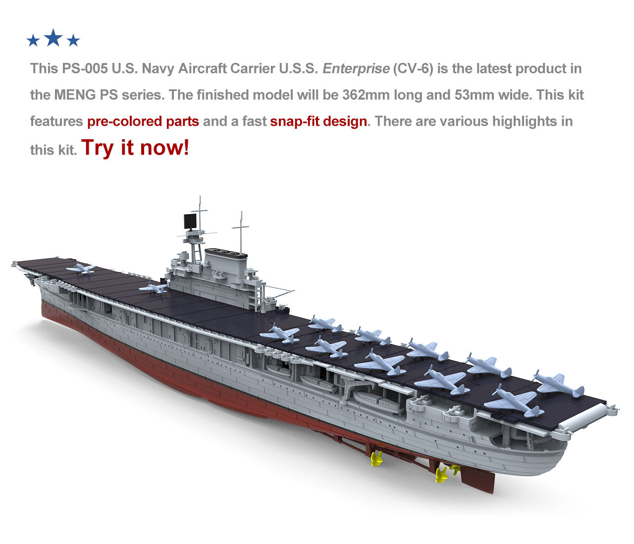 Meng Model PS-005 USS Enterprise CV-6 Aircraft Carrier 1/700