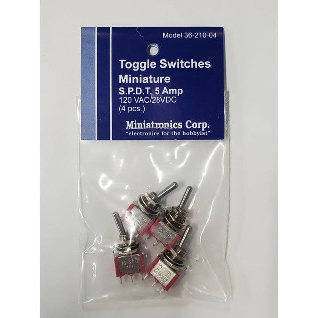 Miniatronics 36-210-04 Mini Toggle Switch SPDT 5 Amp, 120 V, 1/4" Diameter (4 Pieces)