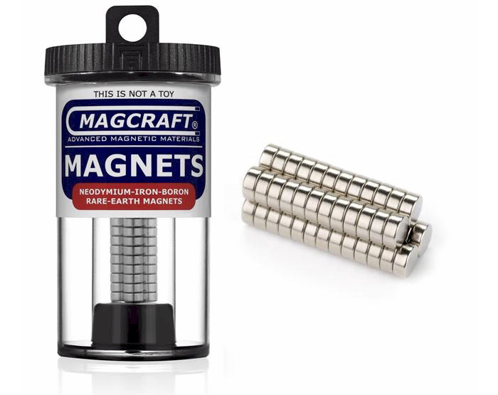 Magcraft NSN0601 Rare-Earth Disc Magnets 0.25 in. Diameter x 0.1 in. Thick 50-Count