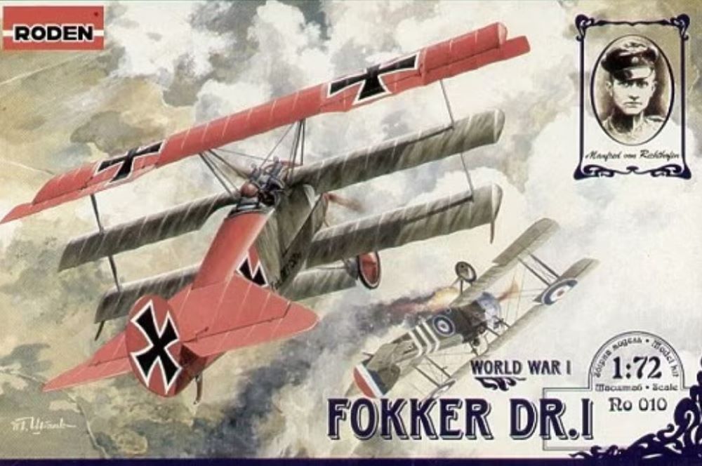 Roden 10 Fokker DR. I WWI BiPlane 1/72 Scale Model Kit