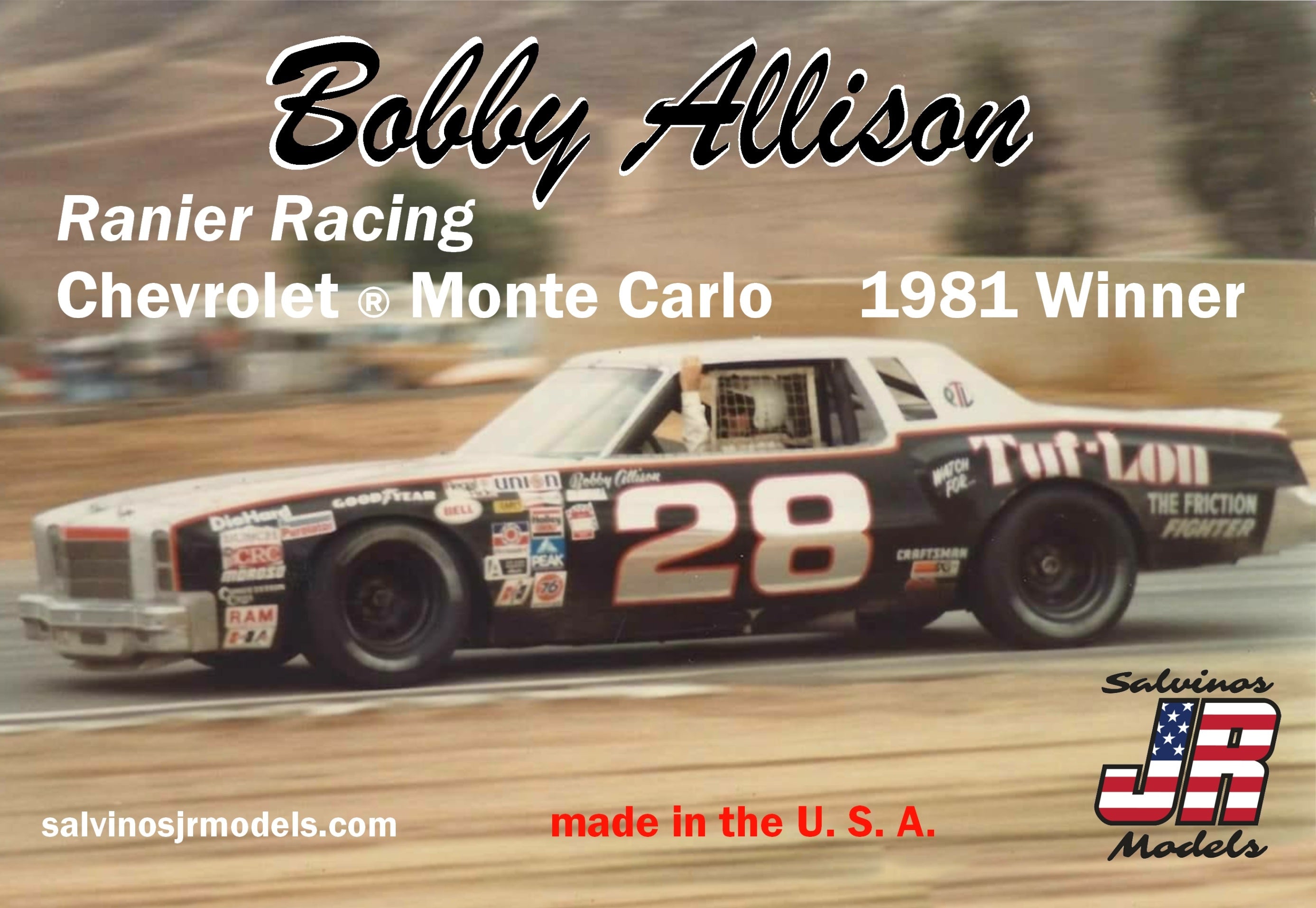 Salvinos JR Models BAMC1981R Bobby Allison 1981 #28 Monte Carlo “Riverside Winner” 1/25 Scale Model Kit