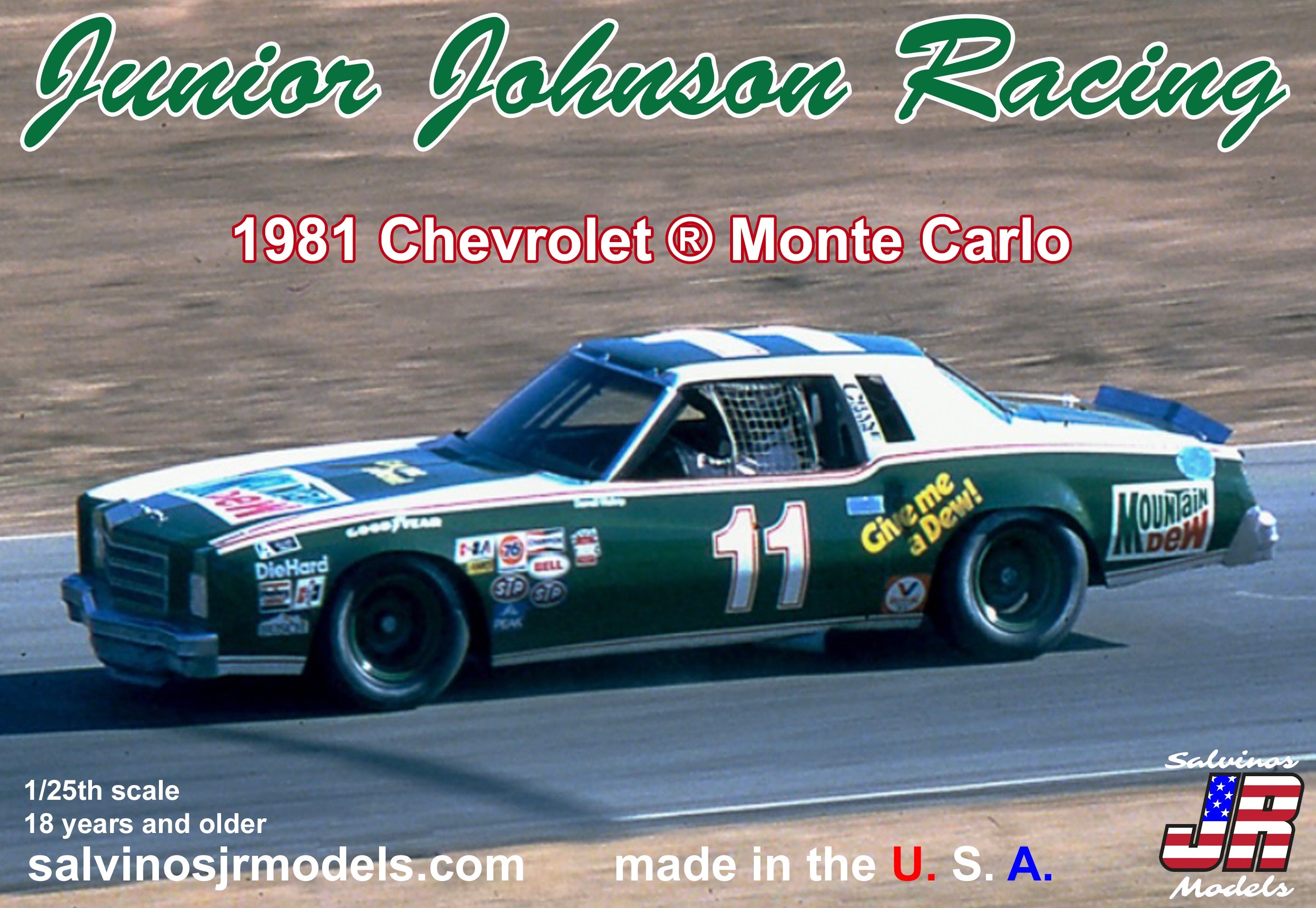 Salvinos JR Models JJMC1981R Junior Johnson Racing 1981 #11 Monte Carlo Driven By Darrell Waltrip 1/25 Scale Model Kit