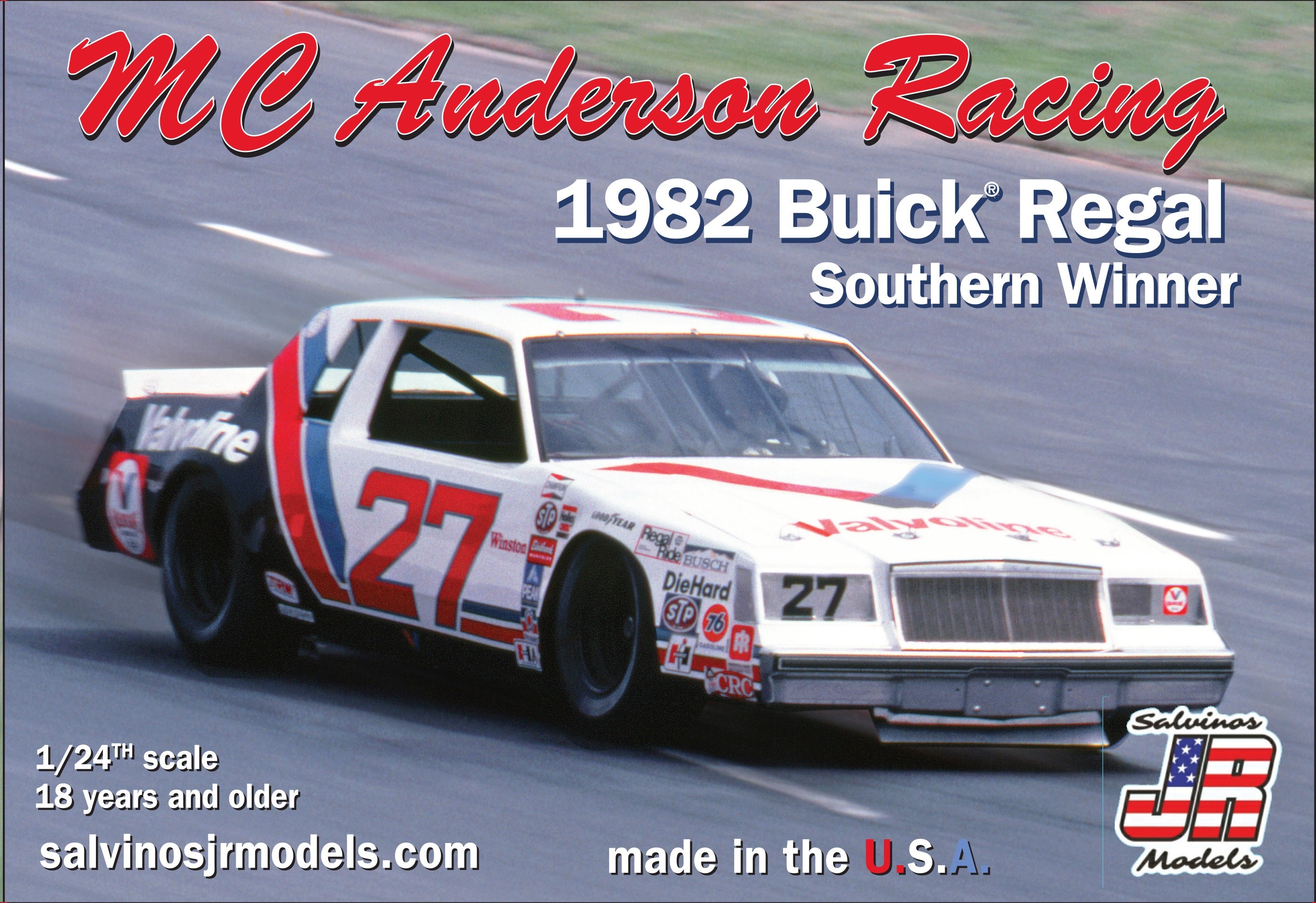 Salvinos JR Models MCAB1982DA MC Anderson Racing 1982 Buick Regal 1/24 Scale Model Kit