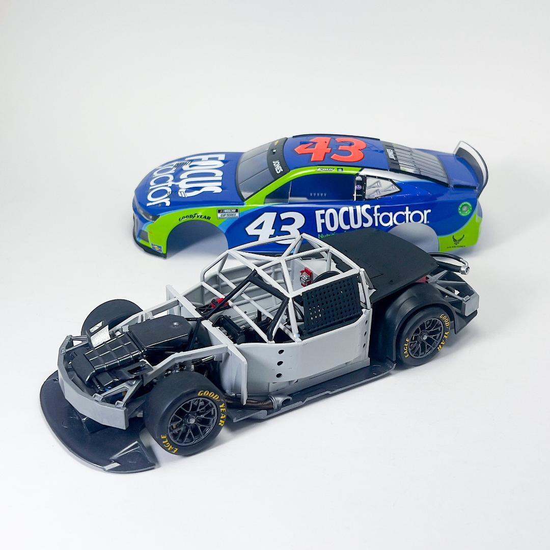 Salvinos JR Models PGC2022EJP Petty/GMS 2022 #43 Focus Factor Chevrolet Camaro Driven by Erik jones 1/24 Scale Model Kit