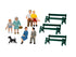 LNL1957200: HO Sitting Figures w/Benches & Dog/8pc