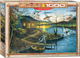 ERG60862: Autumn Retreat (Cabin by Lake at Sunset) Puzzle (1000pc)