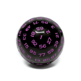 FBG5035: 100 Sided Die - Black Opaque with Purple D100