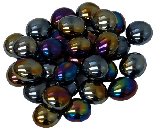 CHX01178: Black Opal Iridized Glass Stones in 5.5` Tube (40)