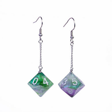 FBG0855: D10 Galaxy Earrings: Green & Purple