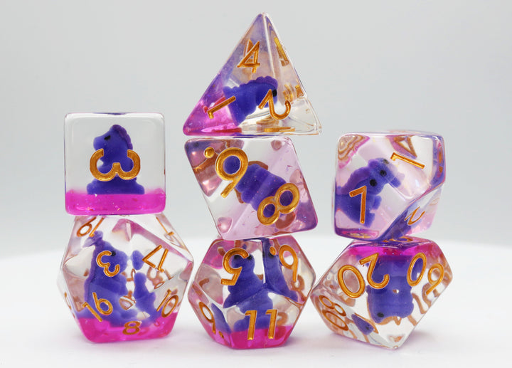 FBG2416: Purple T-Rex RPG Dice Set