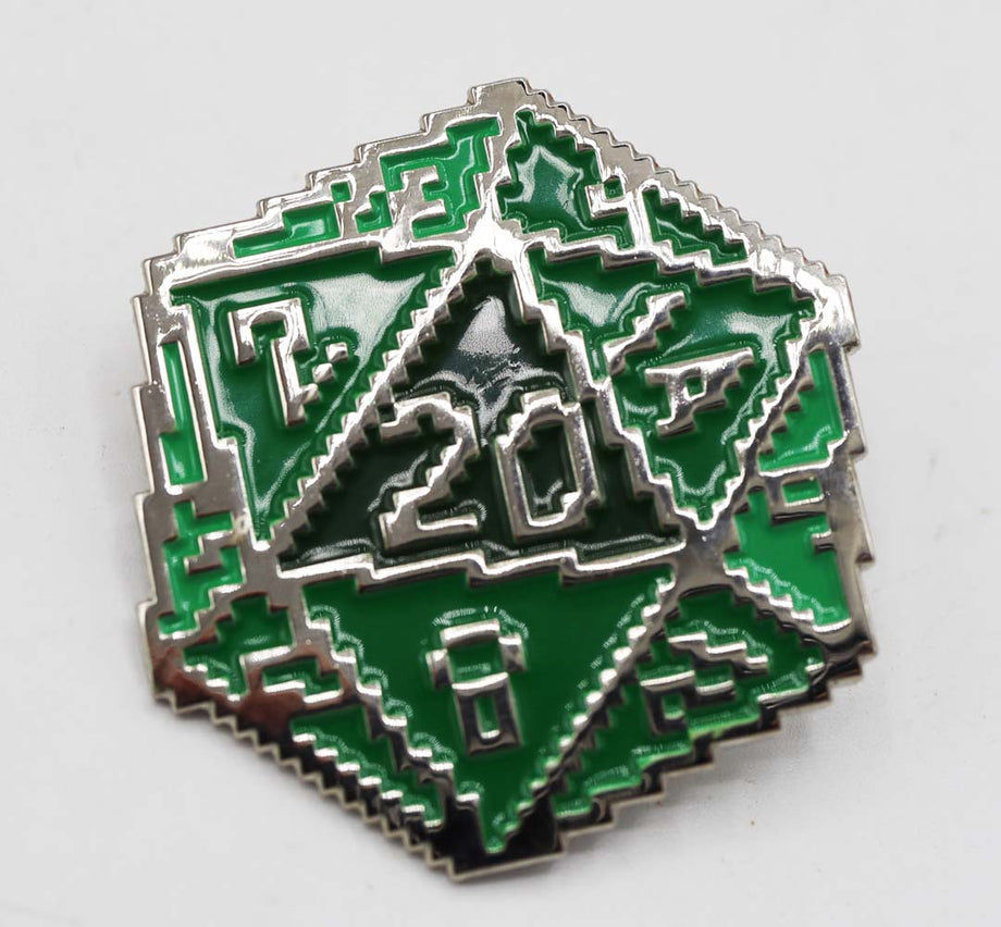 FBG3149: Green 8 Bit D20 Enamel Pin