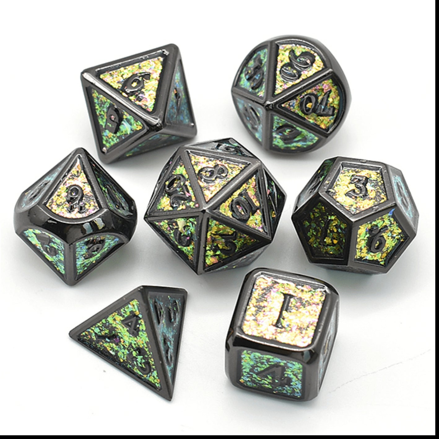 FBG4156: Color Shifting: Fields of Green Metal RPG Dice Set