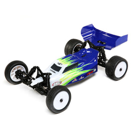 LOS01016T1: Mini-B, Brushed, RTR: 1/16 2WD Buggy, Blue/White