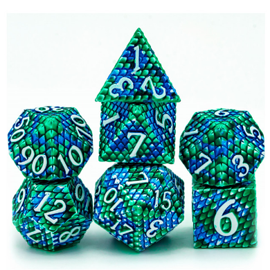 FBG4211: Ocean Dragon Scale RPG Metal Dice Set