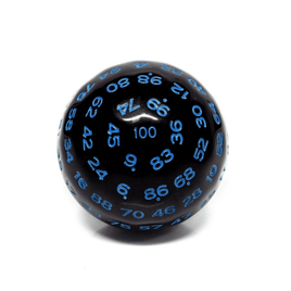 FBG5022: 100 Sided Die - Black Opaque with Blue D100