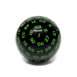 FBG5024: 100 Sided Die - Black Opaque with Green D100
