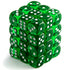 Chessex 23805: Translucent Green/white 12mm D6 Dice Block 36 Dice Set