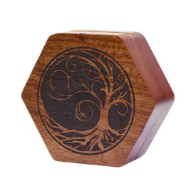 FBG6026: Tree of Life - Sapele Wood Dice Box (Hexagonal)