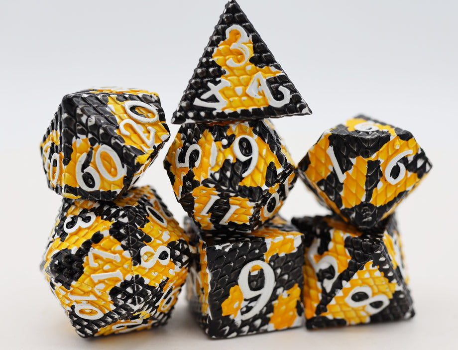 FBG4249: Bumblebee Dragon Scale RPG Metal Dice Set