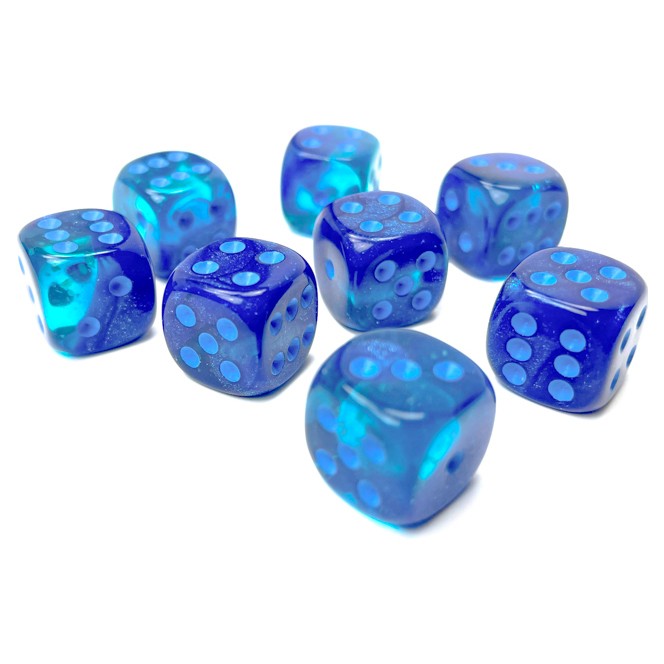 CHX26863: Gemini: 12mm d6 Blue-Blue/light blue Luminary Dice Block (36 dice)